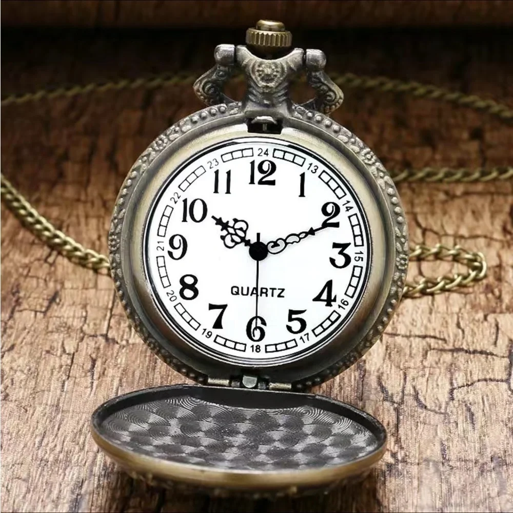 Police Pocket Chain Watch Protect and Serve Quartz Analog Watch Unisex Gift